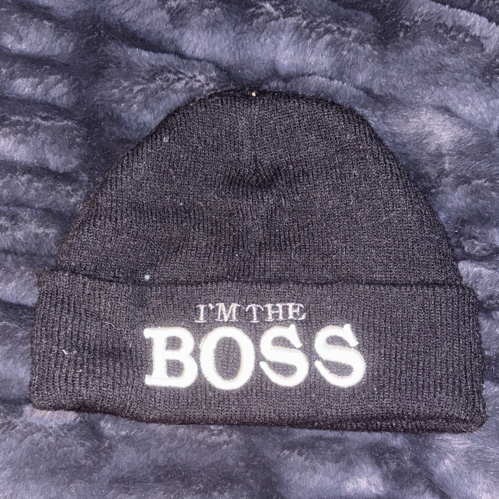Black Beanie with 'I'm the Boss' Embroidery